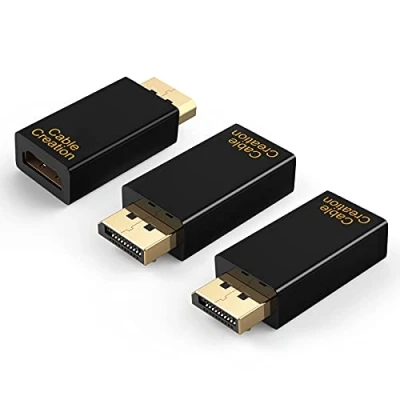 Immagine di CableCreation adattatore DisplayPort a HDMI, 3 pezzi 1080P 4K 3D placcato oro DP maschio HDMI femmina, 1,4 V