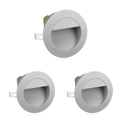 Immagine di ledscom.de 3 LED luce per scale/apparecchio da incasso interni ed esterni, downlight, rotondo, grigio, Ø 125 mm, bianco caldo