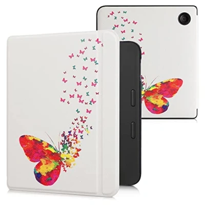 Immagine di kwmobile Custodia eReader Compatibile con Kobo Libra 2 Cover eBook Reader Flip Case multicolore/fucsia/bianco Stormo
