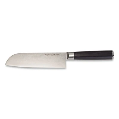 Immagine di ECHTWERK coltello Damasco, Santoku, giapponese, da cuoco, cucina, lama affilata per tagli precisi di carne e pesce, lunghezza circa 18cm