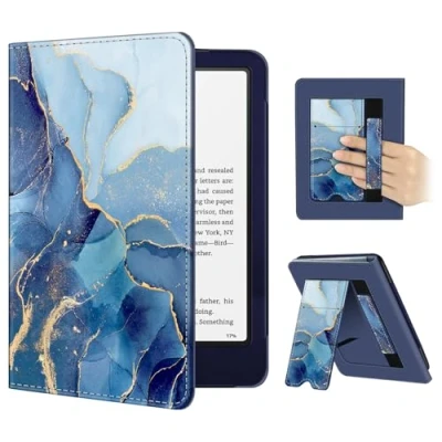 Immagine di FINTIE Custodia per 7&quot; Kindle Paperwhite 2024 (12ª Gen) e Colorsoft Signature Edition (1ª Protettiva Supporto Cover con Slot schede &amp; Hand Strap, Auto Sveglia/Sonno, Ocean Marble
