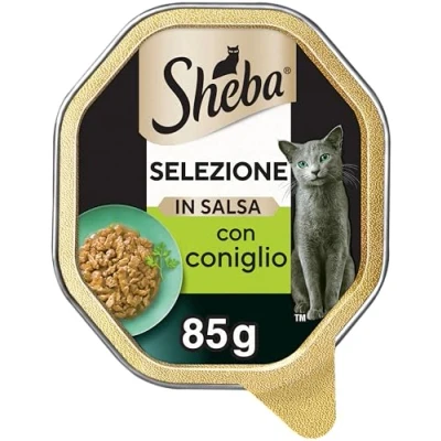 Immagine di Sheba Selezione in Salsa, Cibo Umido Completo per Gatti Adulti, Gusto Coniglio, 22 Vaschette da 85g