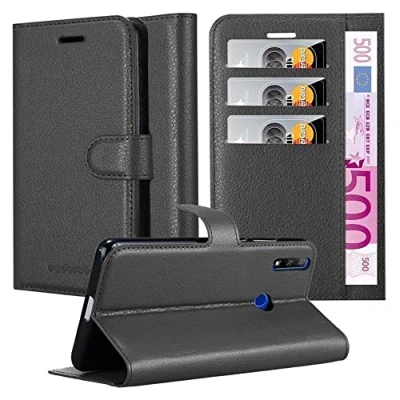Immagine di Cadorabo Custodia Libro per Honor 9X in NERO CARBONE con Vani di Carte, Funzione Stand e Chiusura Magnetica Portafoglio Cover Case Wallet Book Etui Protezione