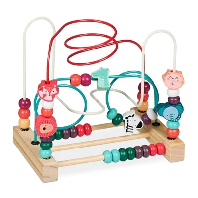 Immagine di Relaxdays Gioco in Legno per Bambini, Labirinto Cubo Muliattività Bimbi 1 Anno, Motricità Neonato, Design C Colorato, 21 x 22,5 14,5 cm