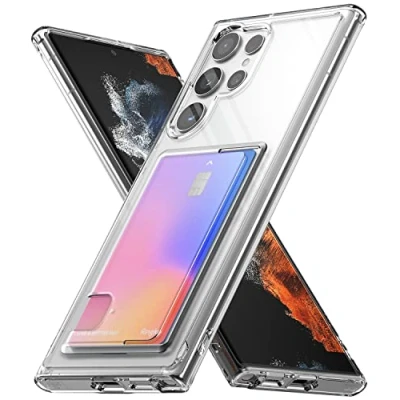 Immagine di Ringke Fusion Card Compatibile con Cover Galaxy S22 Ultra 5G (2022), Custodia Trasparente Portacarte Sottile Retro Rigido Antiurto Paraurti TPU