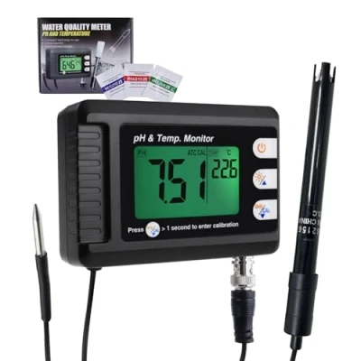 Immagine di Misuratore Di Ph E Temperatura 2 In 1 Tester 0 14 Calibrazione Automatica Elettrodo Bnc Sonda Per Acquario Idroponico Acqua Laboratorio Cibo Potabile Salata