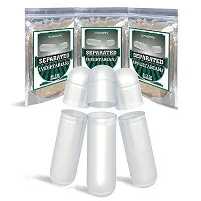 Immagine di WANANFU capsule Vuote Vegetali Separate Taglia 00 (200 unità), Compatibile con macchina riempimento (opercolatrice 00)