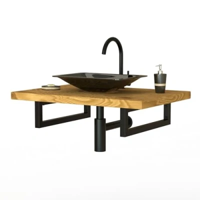 Immagine di ML Design Set di 2 Staffe a Muro Rettangolari 350 x 150 mm in Acciaio Nero Supporti per Scaffali Aperti Mensole Telaio Lavabo Bagno Scrivania Mobili Reggimensola da Parete incl. Materiale Montaggio