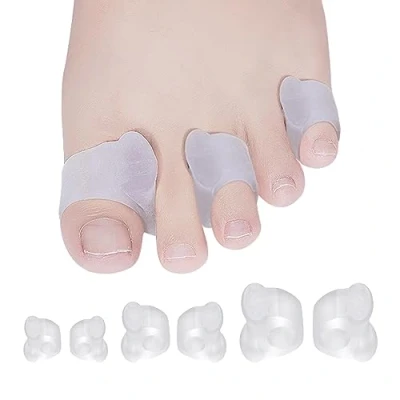 Immagine di 18 separatori in gel per dita dei piedi, mignoli, distanziatori a martello, correttore alluce valgo e sollievo dall&#039;alluce valgo, silicone sovrapposte,