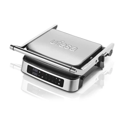 Immagine di Ufesa Everest, Piastra Elettrica per Cucinare, Schermo Tattile, Basculante, 5 Programmi Predefiniti, Timer fino a 30 min, Temperatura 230º, Dimensione 29 X 23,2 cm, 2000 W