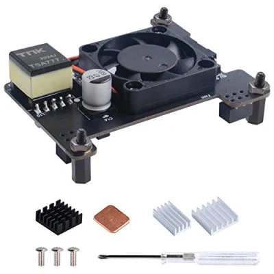 Immagine di GeeekPi Raspberry Pi 4 HAT PoE isolato Supporto standard IEEE 802.3af o 802.3at, con Ventola 30x30x7mm e Dissipatore per Modello B / 3B + Plus