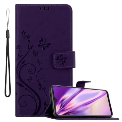 Immagine di Cadorabo Custodia Libro compatibile con Samsung Galaxy M21 / M30s in LILLA SCURO Fiore Design di Chiusura Magnetica, Funzione Stand e 3 Vani Carte Cover Case Book Etui Protezione