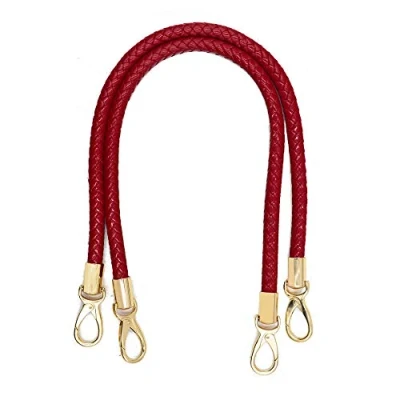Immagine di POFET 1 paio di maniglie ricambio per borsa a tracolla, manici in pelle intrecciata con ganci girevoli metallo, colore rosso