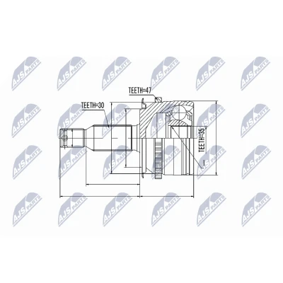 Immagine di NTY NPZ MS 006 Kit Giunto Omocinetico Assale anteriore Sx, sul lato del cambio MITSUBISHI: L200 / Triton IV Pick up