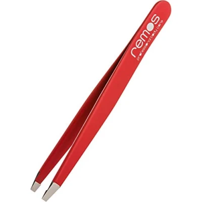 Immagine di REMOS Pinzetta per sopracciglia in acciaio inox con punta dritta da 9,5 cm rosso