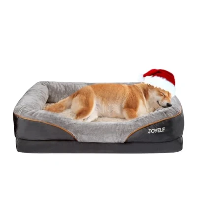 Immagine di JOYELF Letto per cani in memory foam ortopedico e divano con rivestimento rimovibile lavabile cuccia di taglia grande giocattoli squeaker come regalo