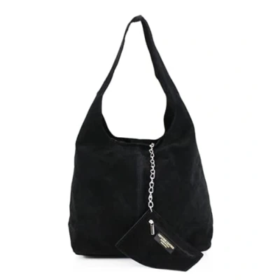 Immagine di Modarno borsa a tracolla da donna in pelle scamosciata pochette, tracolla, shopper, donna, vera (Nero)