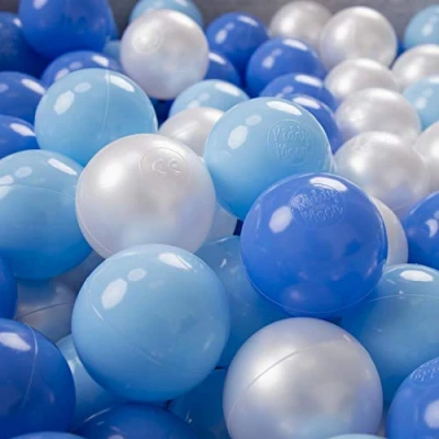 Immagine di KiddyMoon 200/6Cm ∅ 6CM Palline Morbide Colorate Per Piscina Bambini Fatto In EU, Azzurro/Blu/Perla