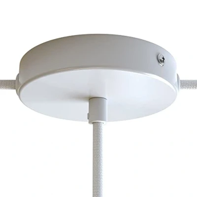 Immagine di creative cables Kit rosone cilindrico in Metallo a 1 Foro Centrale e 2 Fori Laterali Cilindrico, Bianco Lucido