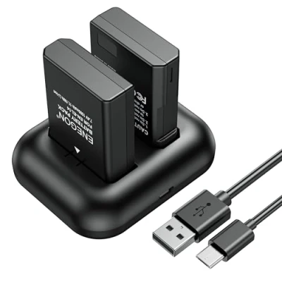 Immagine di ENEGON Coppia di batterie oltre caricatore rapido a 2 slot per Nikon EN EL14/EN EL14a e Coolpix P7000, P7100, P7700, P7800 DSLR D3100, D3200, D3300, D3400, D5100, D5200, D5300, D5500, Df