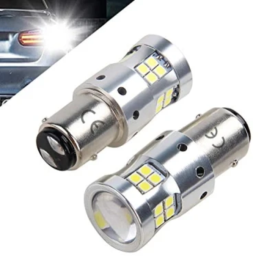 Immagine di 1157 BAY15D P21/5W LED 12v 24v 30v Auto Moto Lampadine a Luminoso Eccellente, Con Lente Proiettore 6w 6000K Bianco, per luce posteriore, freno. Non l&#039;uso su imbarcazioni. 2pz