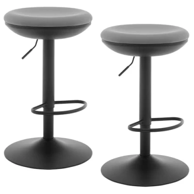 Immagine di WOLTU Set di 2 Sgabelli da Bar, Sedie Alte Bar Regolabili in Altezza, per Isola Cucina Girevoli, con Poggiapiedi, Imbottiti Maglia Elastica, Grigio, BH414gr