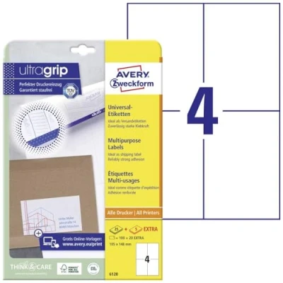 Immagine di Avery Zweckform Laser &amp; Ink Jet Labels 105 x 148mm