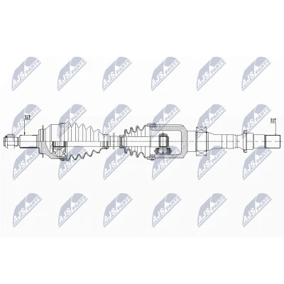 Immagine di NTY NPW MZ 058 Albero motore / Semiasse Assale anteriore Dx 1016 MAZDA: 6 Station Wagon, CX 5 I