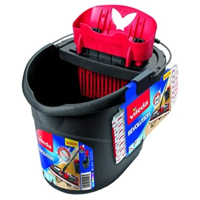 Immagine di Vileda Revolution sistema lavapavimenti con secchio e piastra piatta, panno in microfibra, per tutti i tipi di pavimento, sostenibile, love it clean