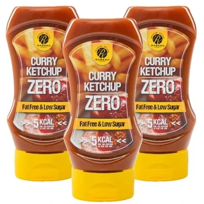 Immagine di Rabeko Zero Sauce curry ketchup, 3 x 350 ml senza zucchero e a basso contenuto di grassi prodotti sani, carboidrati calorie per insalate, patatine fritte, hamburger