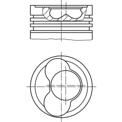 Immagine di MAHLE ORIGINAL 030 59 12 Pistone 81,51mm per cilindro 3, 4, 5 con porta fascia elastica, senza canale raffreddamento