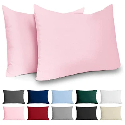 Immagine di Dreamzie Federe 50x70 Cotone Rinforzato (Set da 2) Rosa Trama Fitta a 57 Fili/cm² Cuscini cm Cuscino Certificate Oeko Tex