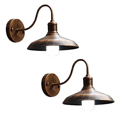 Immagine di Moddeny 2 Pezzi IP54 impermeabile Bronzo antico applique da parete per esterni antiruggine casa colonica 9,44&quot; retro lanterna a collo di cigno portico garage