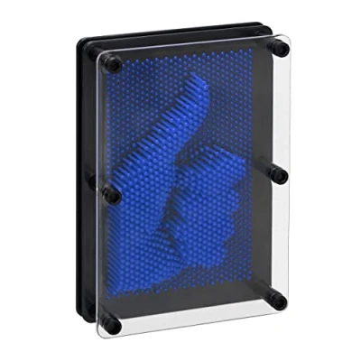 Immagine di Relaxdays Pin Art 3D, Board Pins per Sculture, Pinpressions, Gioco con i Chiodini Modellanti, H x L: 13x18 cm, Blu