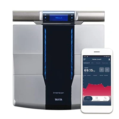 Immagine di Tanita RD 545 HR Bilancia per analisi corporea a doppia reattanza intelligente con trasmissione dati Bluetooth. Grasso, massa muscolare e qualità segmento corporeo