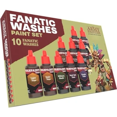 Immagine di The Army Painter Warpaints Fanatic: Washes Paint Set, Set Completo di 10 Vernici Acriliche in Bottiglie con Contagocce da 18mL per Lavare e Ombreggiare Modelli Miniatura