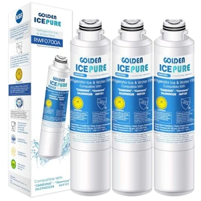 Immagine di GOLDEN ICEPURE Filtro acqua per frigorifero Compatibile Con Samsung DA2900020B, DA2900020 A, haf cin/EXP, 469101 bianco,DA2900020B, 3 pezzi