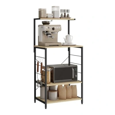 Immagine di WOLTU Scaffale per Cucina in Acciaio Legno 4 Ripiani Carrello Microonde Scaffalature Organizzatore 60x40x123 cm RGB9285hei