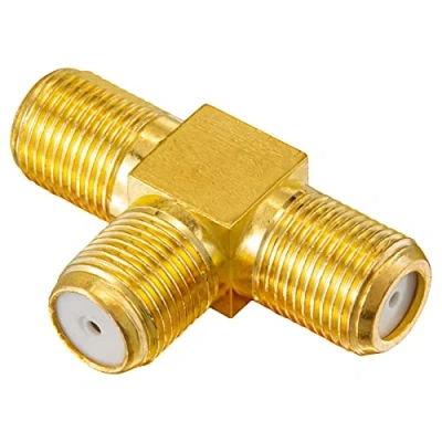 Immagine di HB DIGITAL Splitter TV satellitare, adattatore a T 2 vie, 5 2400 MHz digitale e placcato oro Sat DVB S S2 FM via cavo C antenna 3x presa F femmina