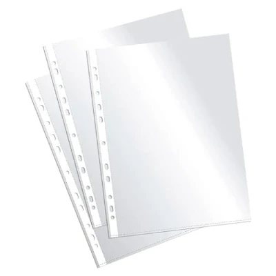 Immagine di Plus Office 180274 Confezione da 100 buste A4 in polipropilene, 60 micron, con fori multipli
