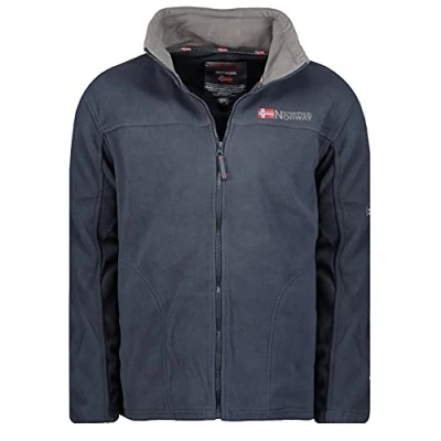 Immagine di Geographical Norway TAMAZONIE Men Spessa E Calda Felpa da Uomo con Chiusura A Zip Giacca Invernale Maniche Lunghe Foderata Maglione Comfort All&#039;aperto Marino S