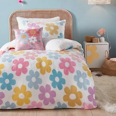 Immagine di Bedlam Retro Flower Set copripiumino in pile letto singolo multi