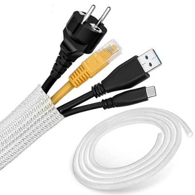 Immagine di ECENCE 3m / 118inch guaina per cavi a chiusura automatica 13 20mm, Bianco canalina tagliabile PC, home theater, automobile, ufficio, rete