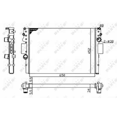 Immagine di NRF Economy Class 53614A Radiatore motore Alluminio 650 452 34 Alette di raffreddamento montate meccanicamente IVECO: DAILY 3, 4 Kasten/Kombi