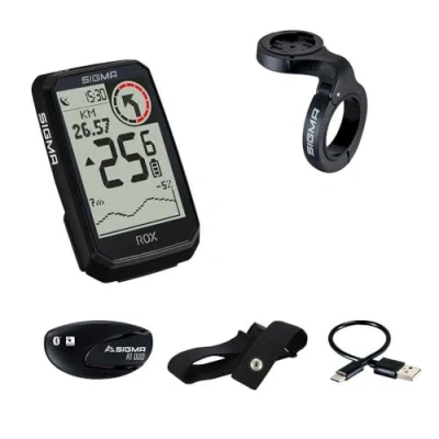 Immagine di SIGMA ROX 4.0 ENDURANCE Black HR Set GPS bike computer incl. cardiofrequenzimetro e BUTLER OVERCLAMP 41 ore di durata della batteria compatibile con le 30 funzioni come misurazione dell&#039;
