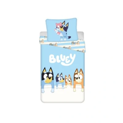 Immagine di My sweety pop Parure da letto per bambini Bluey 2 pezzi Bambino Copripiumino Reversibile 140 x 200 Federa 70 90 cm Biancheria 100% cotone blu strisce
