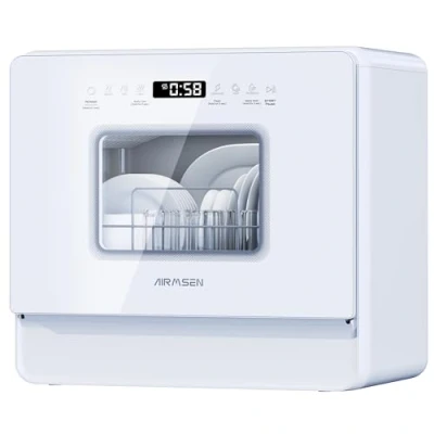 Immagine di AIRMSEN Lavastoviglie da Tavolo Mini con 7+2 Programmi Funzione Sale Addolcitore Serbatoio 5L Control Táctil &amp; Pantalla LED, Compatta per Cucine Appartamenti e Dormitori