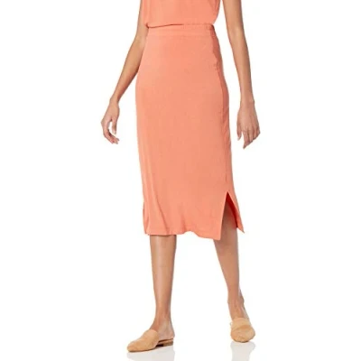 Immagine di Amazon Essentials Gonna Media in Maglia con Elastico Vita (Taglie Forti Disponibili) Donna, Arancio Ruggine, XL