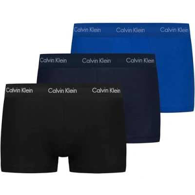 Immagine di Calvin Klein Pantaloncini Boxer Confezione da 3 Uomo Low Rise Trunks Cotone Elasticizzato, Multicolore (Black/Blueshadow/Cobaltwater Dtm Wb), L