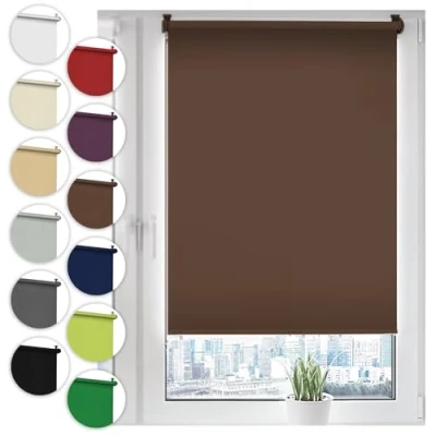 Immagine di Sonello tenda a rullo oscurante Klemmfix senza Forare 30cm x 130cm Marrone, avvolgibile con morsetti e catenella per finestre porte, Blackout, opaco, Protezione Solare
